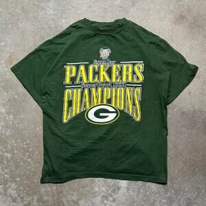 Vintage 90s Mens XL Green Bay Packer Super Bowl Tee NFL Football Green Shirt